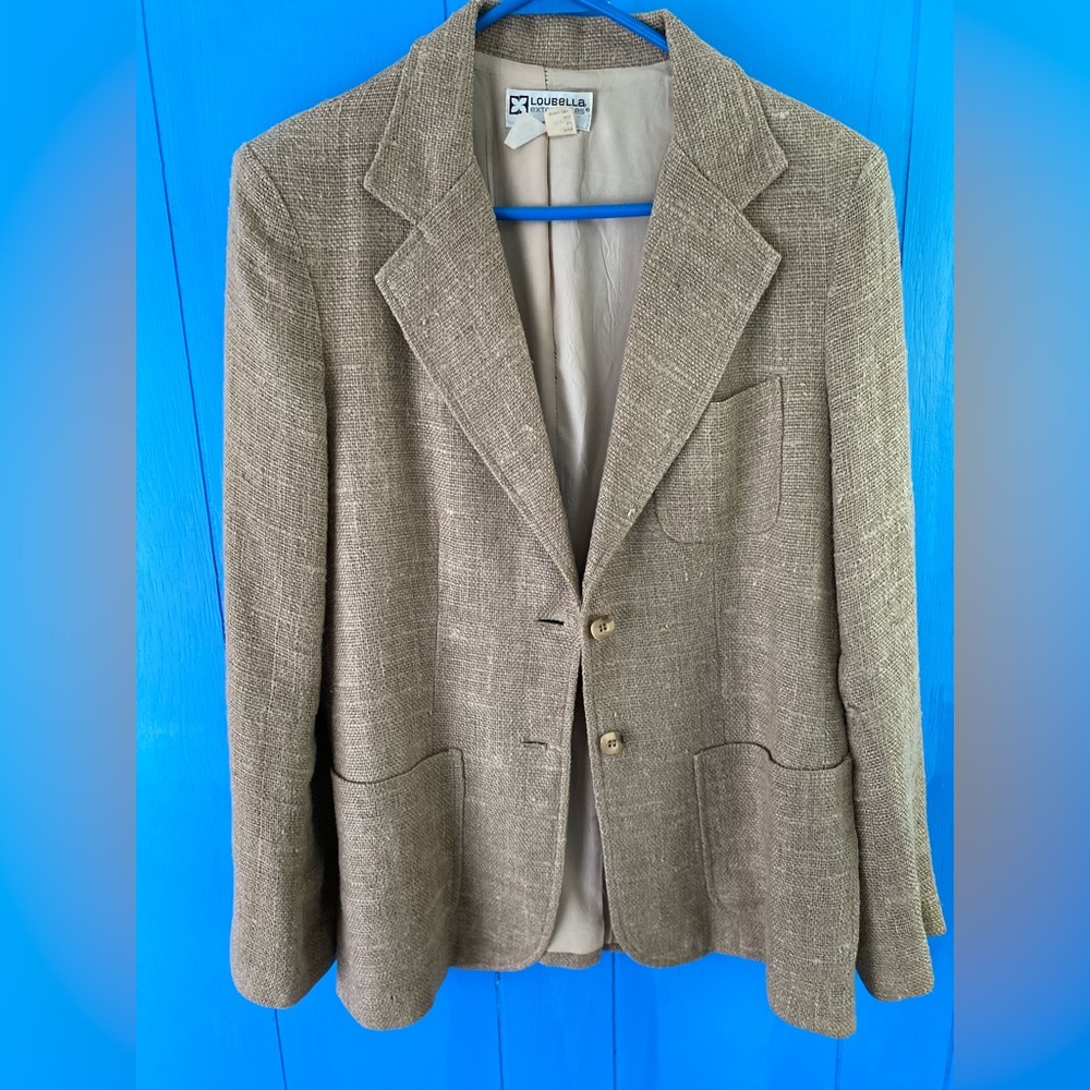 VINTAGE LouBella 100% Flax Burlap Blazer